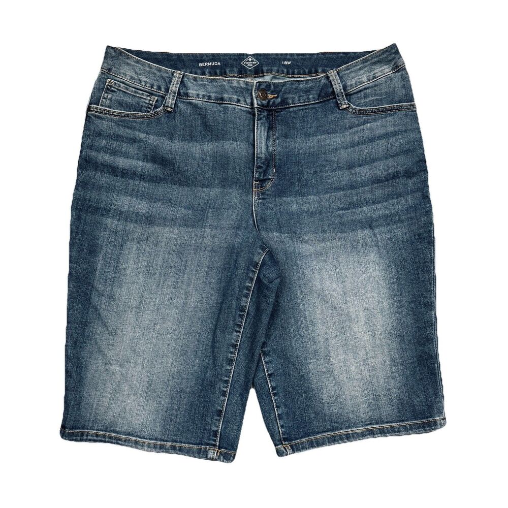St Johns Bay Bermuda Shorts Plus 18W (W38) Blue Stretch Casual Denim Womens